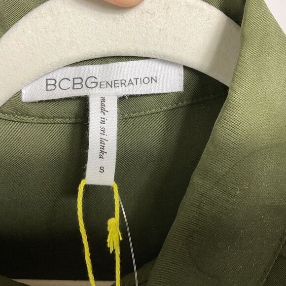 NWT BCBGeneration Olive Green Shirt Dress Button-Up Tab Sleeve Women's Small - Picture 8 of 14